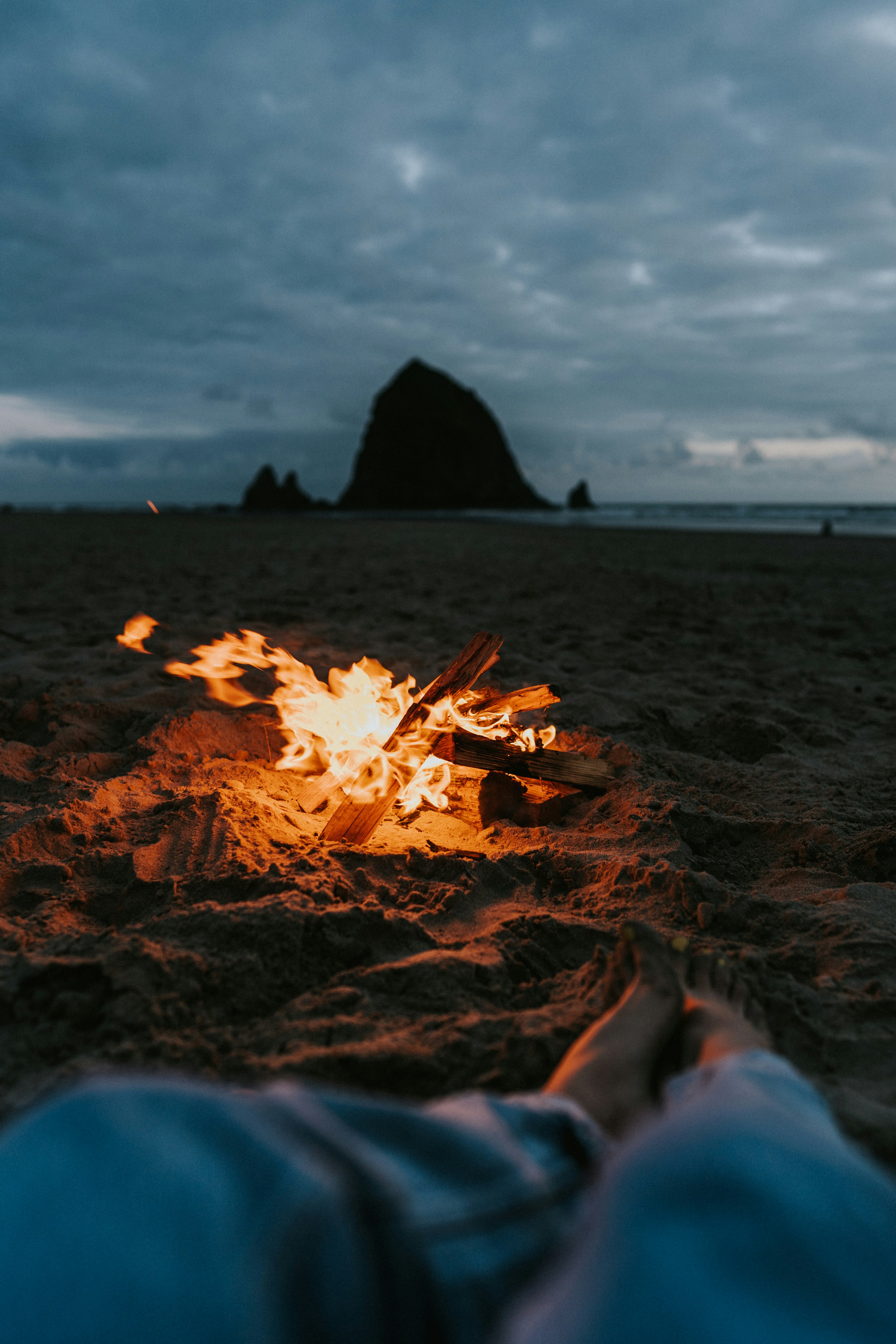 Beach Campfire at Dusk