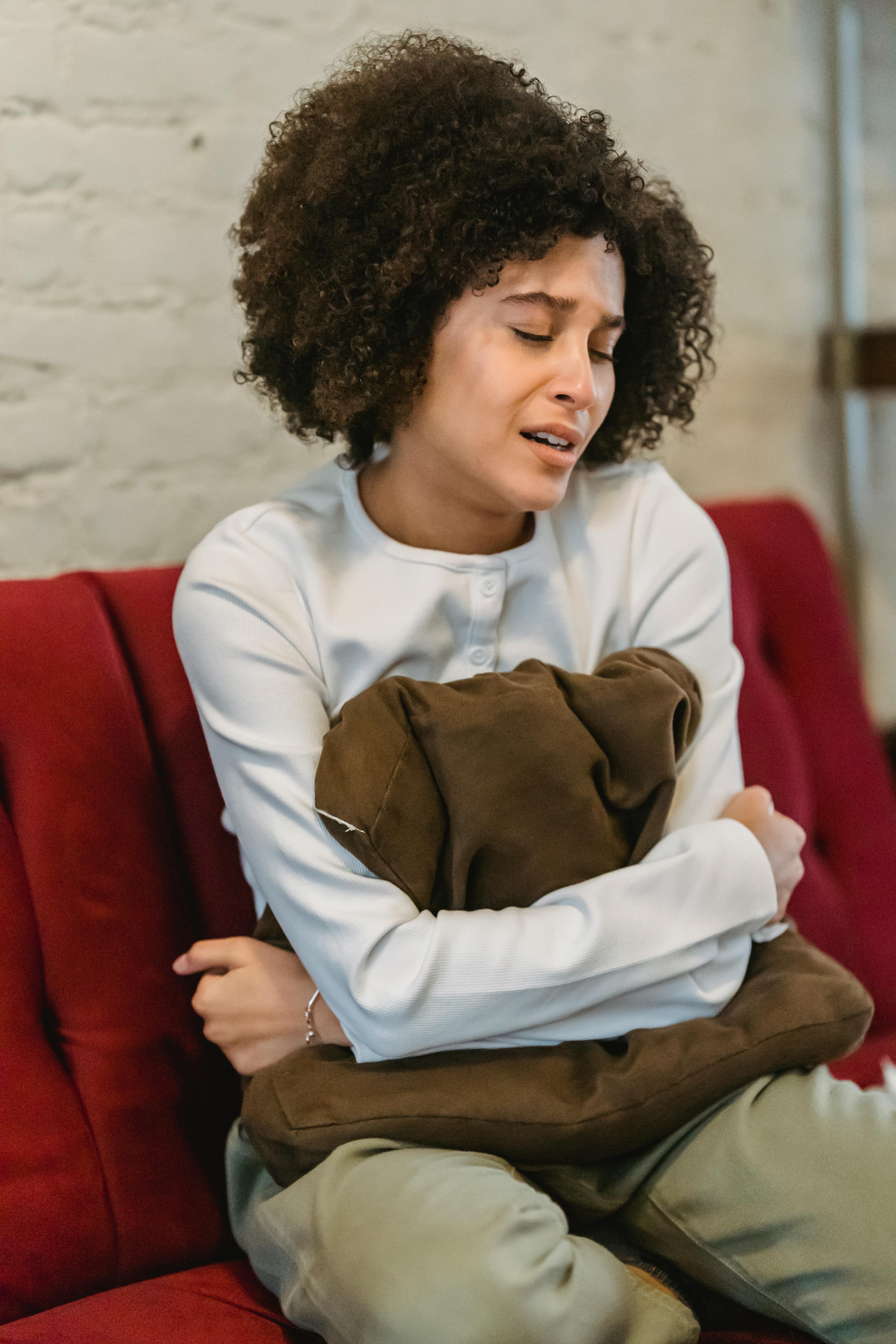 Distressed Woman Experiencing Stomach Pain