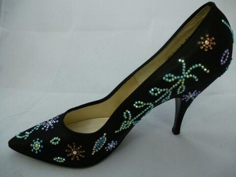 Black Embellished High Heel Pump