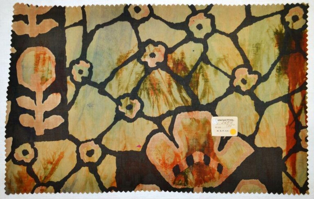 Vintage Abstract Floral Textile Sample