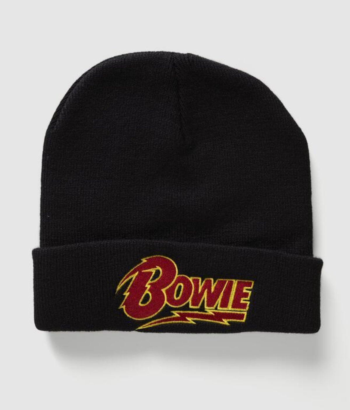 Black Bowie Embroidered Knit Beanie