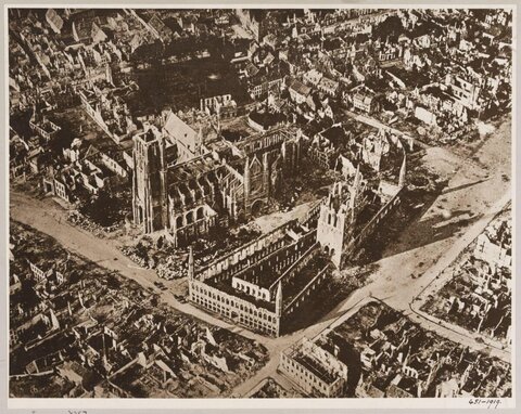 Aerial View of Wartime Ruined City