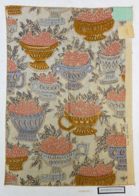 Vintage Fruit Bowl Textile Pattern
