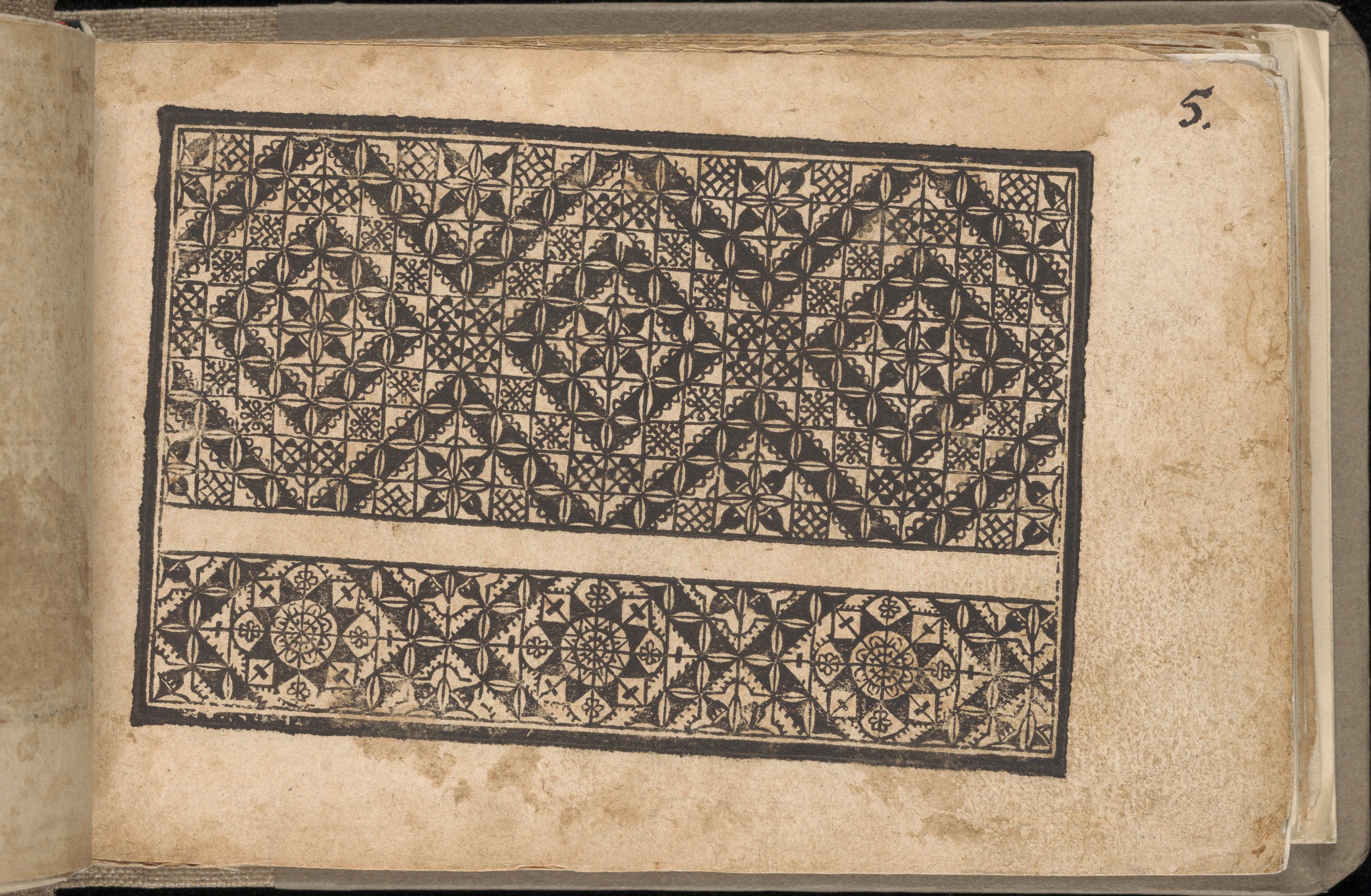 Antique Geometric Pattern on Old Book Page