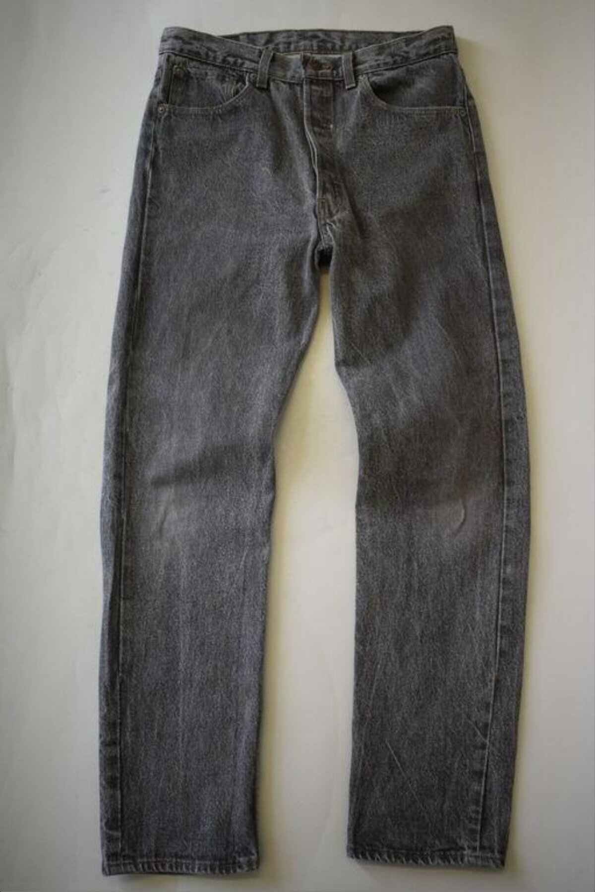 Flat Lay Gray Denim Jeans