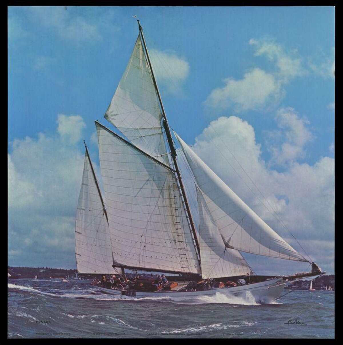 Large Sailing Yacht Racing at Sea