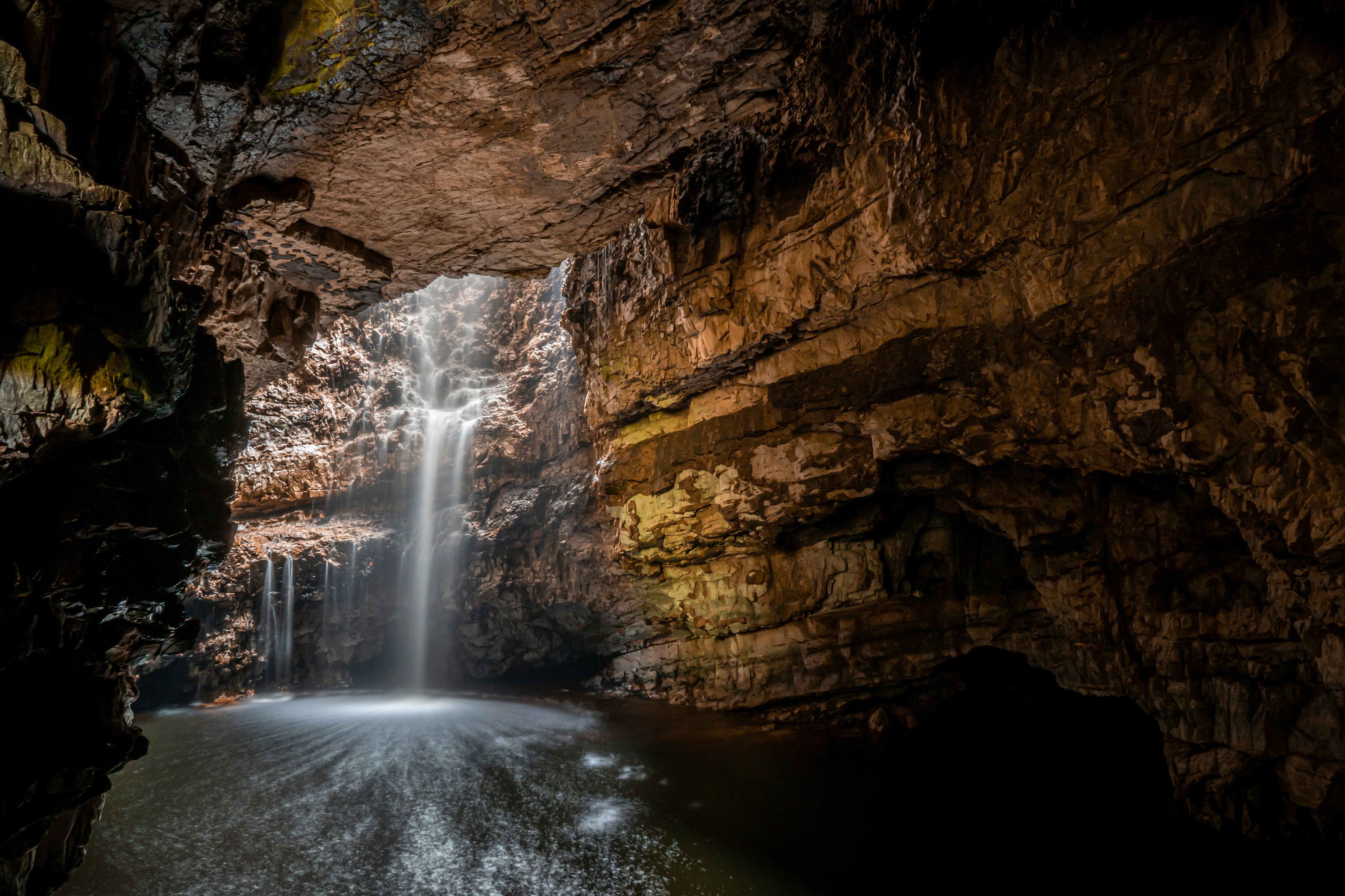 Underground Cave Waterfall