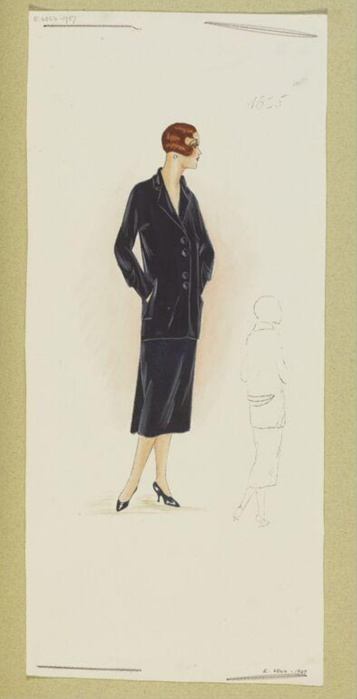 Vintage Black Suit Fashion Sketch
