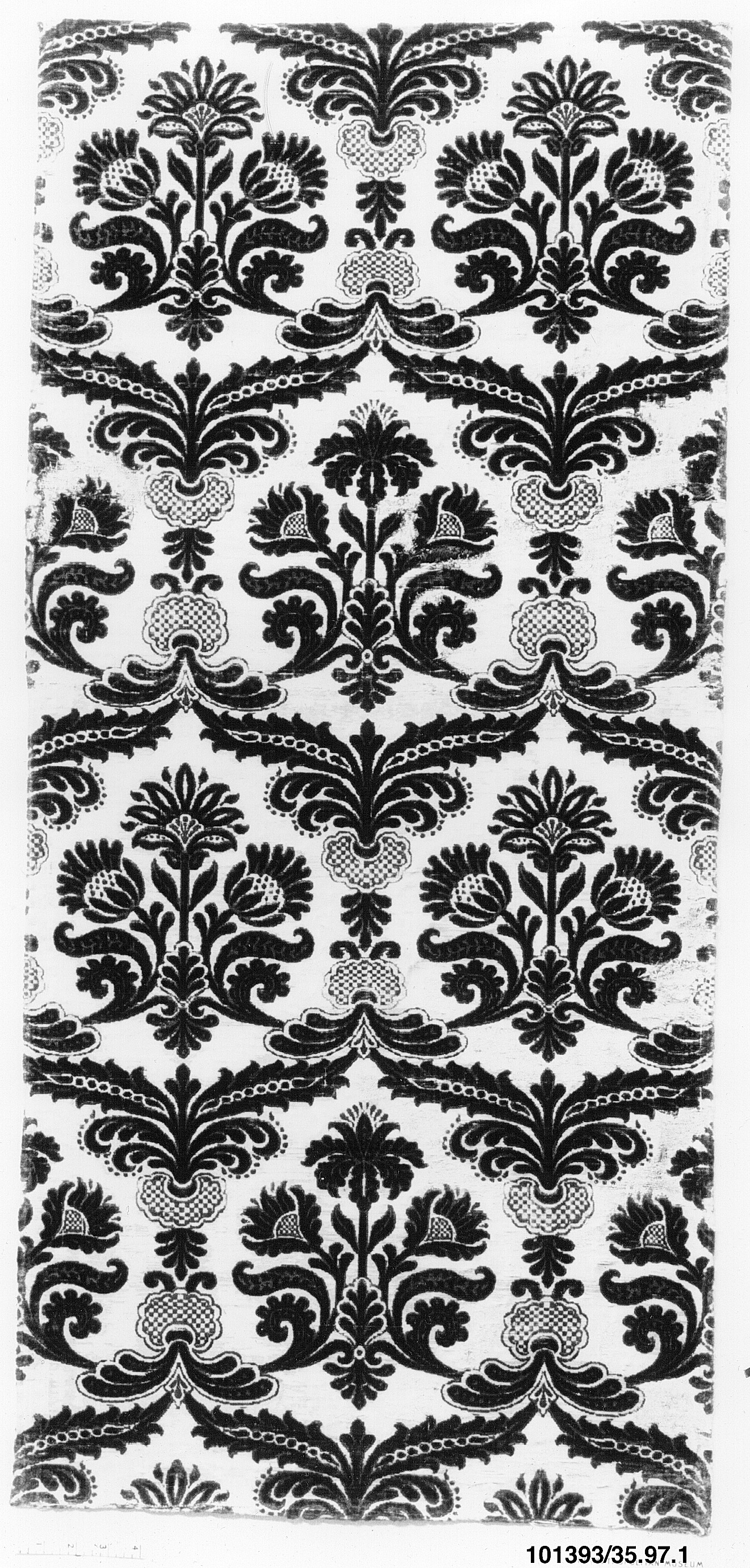 Black and White Floral Textile Pattern