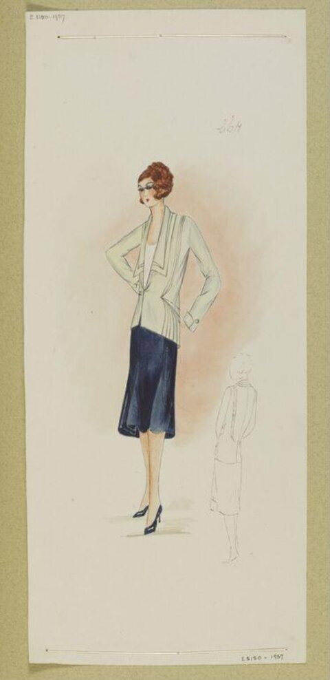 1920s Women's Suit Fashion Sketch