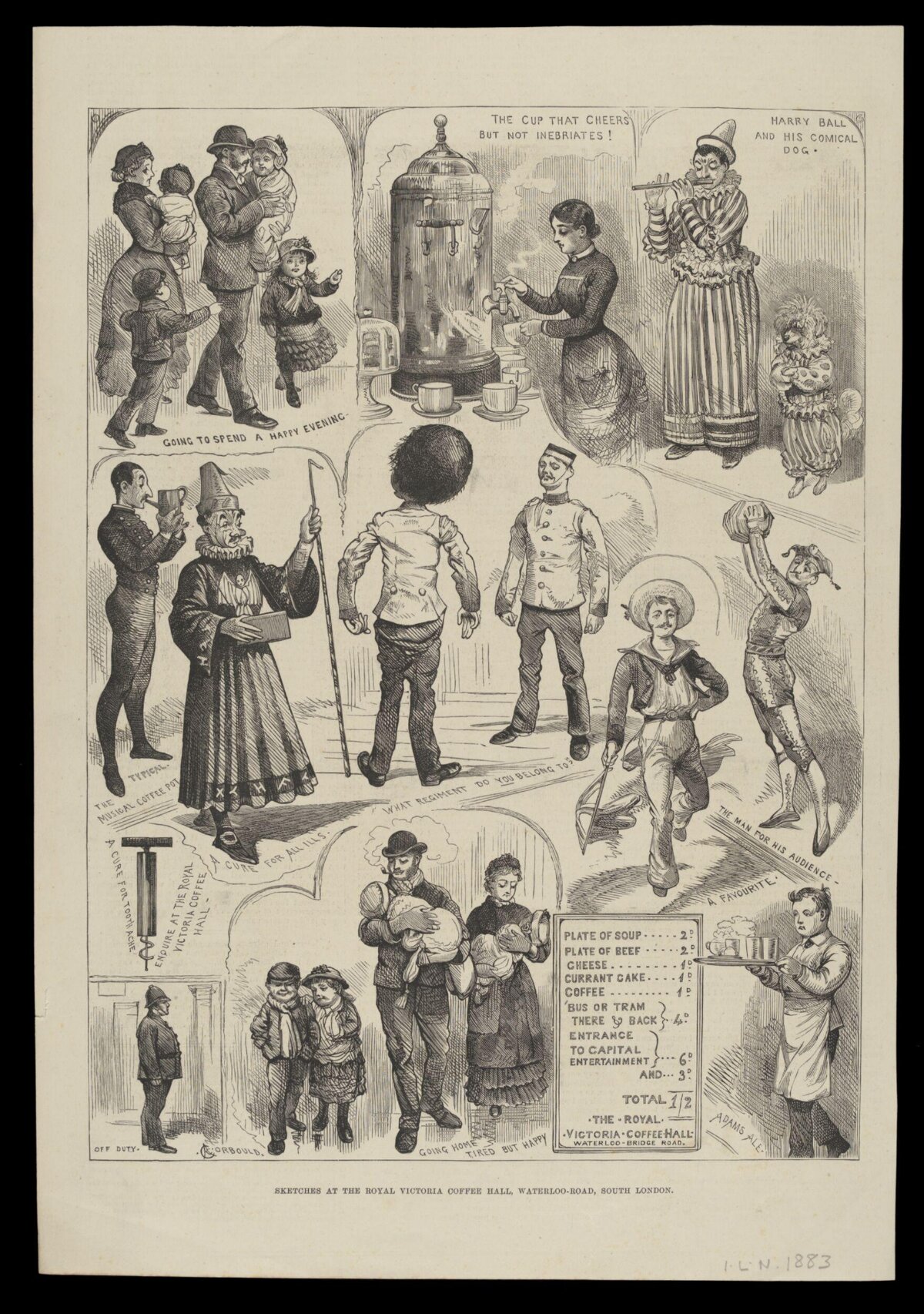 1883 Sketches at Royal Victoria Coffee Hall