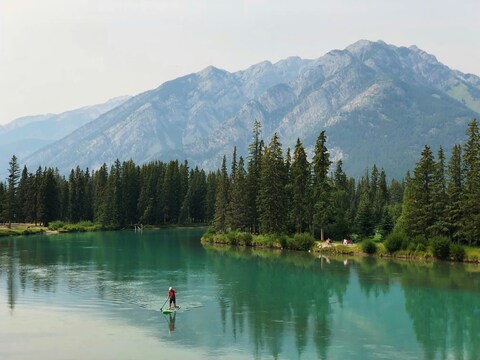 Paddleboarding on Mountain River