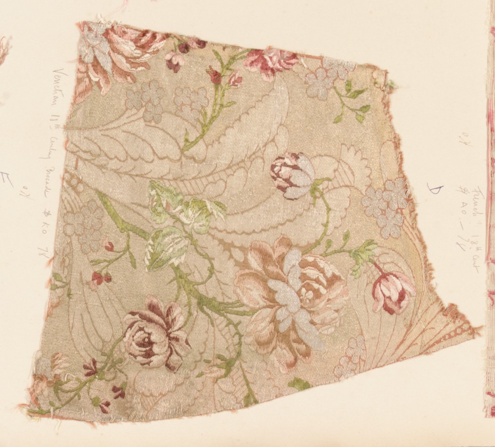 Vintage Floral Brocade Fabric Fragment