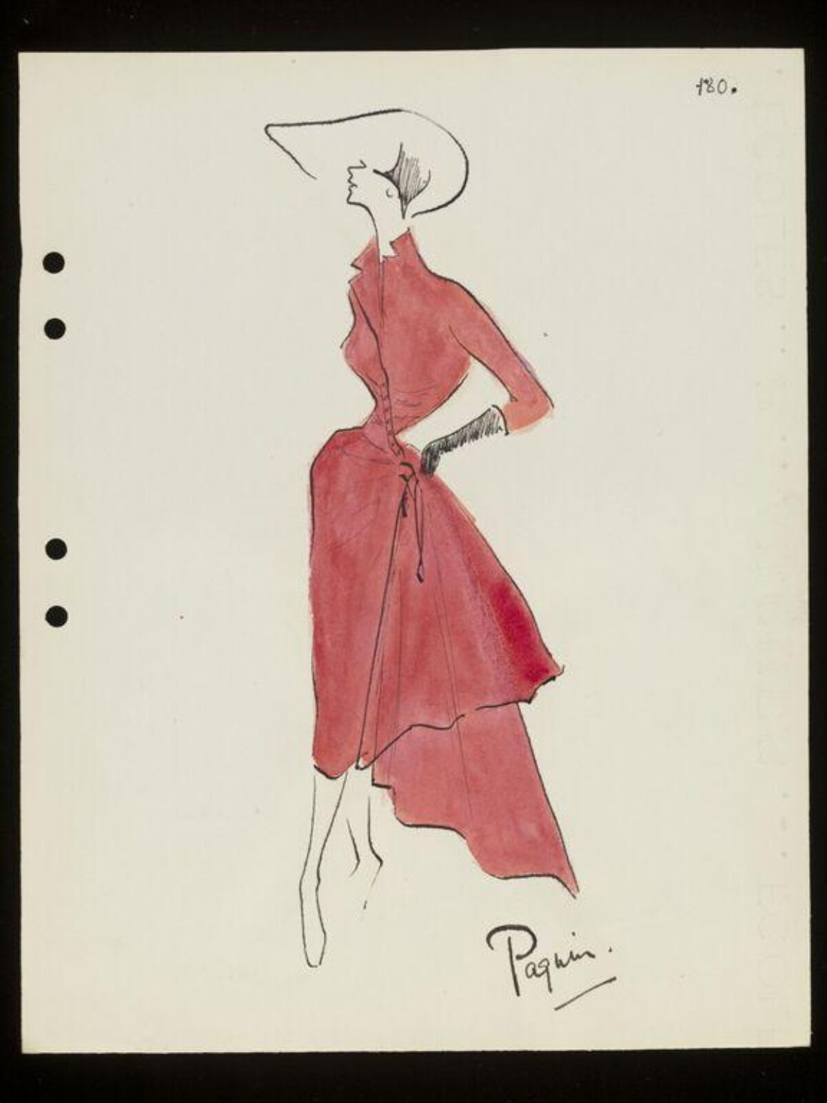 Paquin Red Dress Fashion Sketch