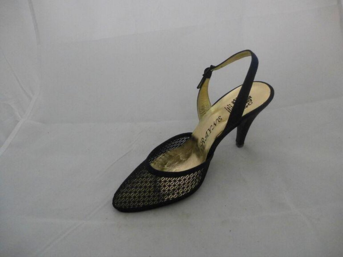 Black Mesh Slingback High Heel