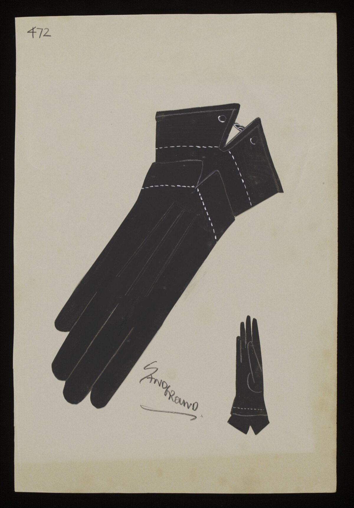 Fashion Sketch of Black Gloves