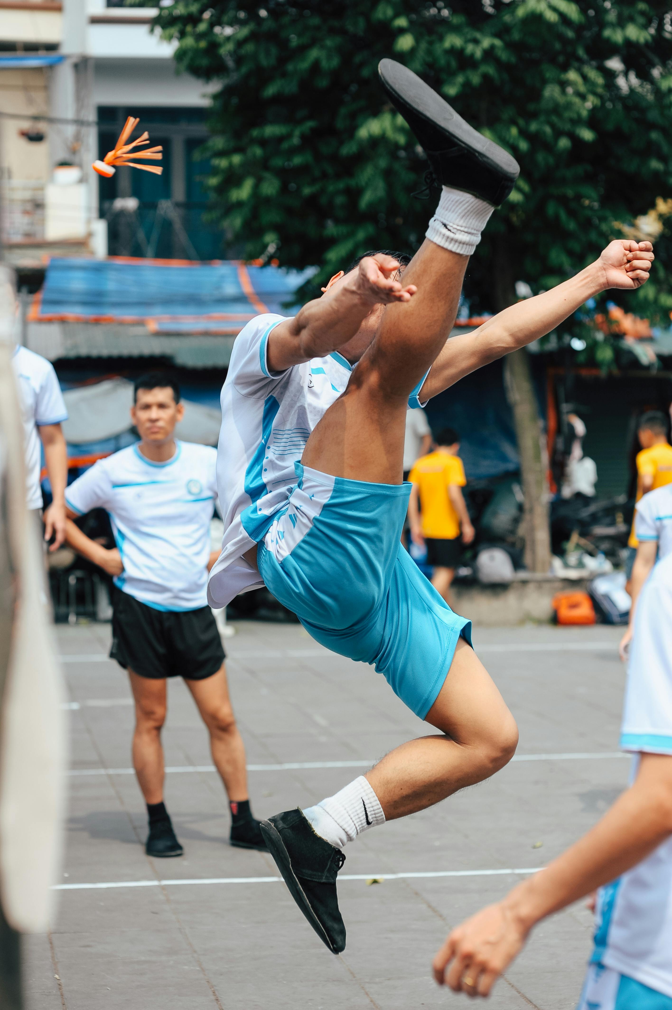 Sepak Takraw Player Bicycle Kick