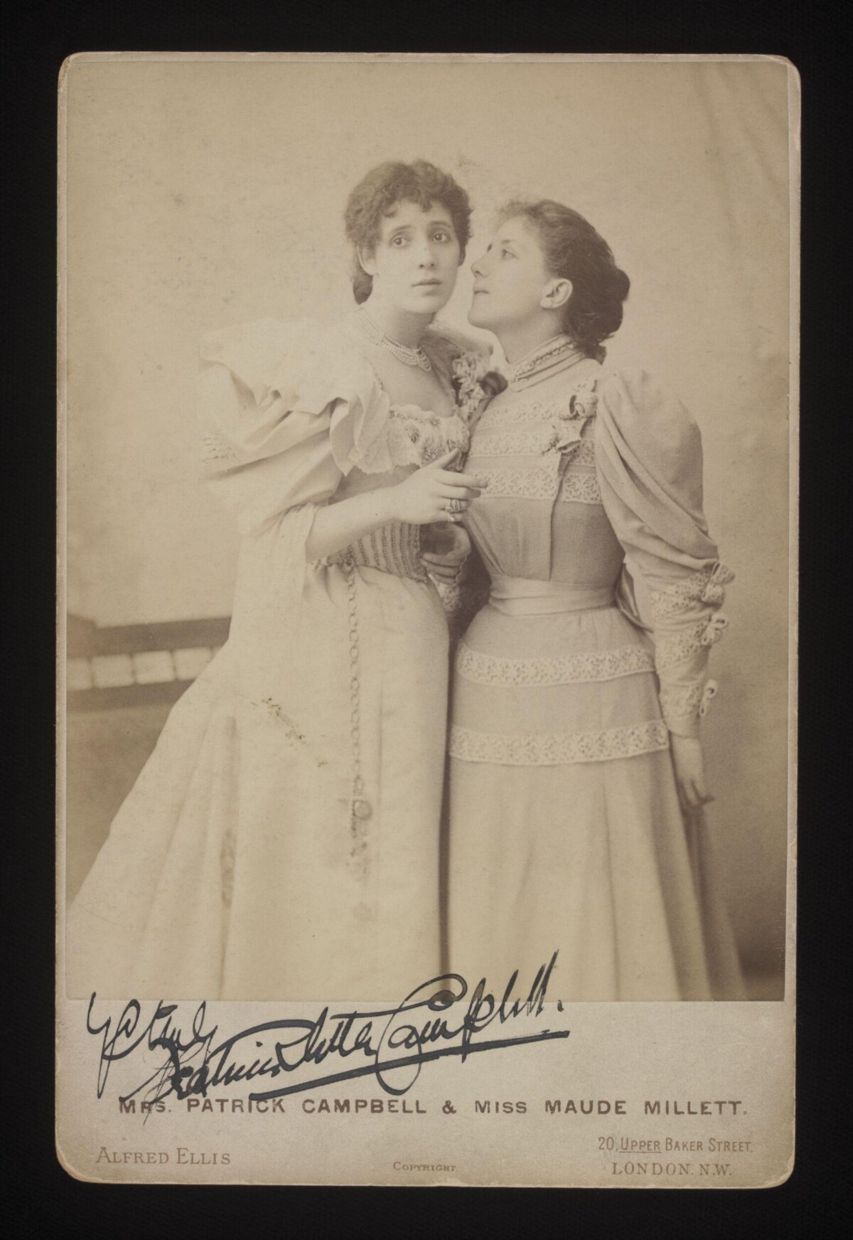 Signed Antique Portrait of Two Actresses