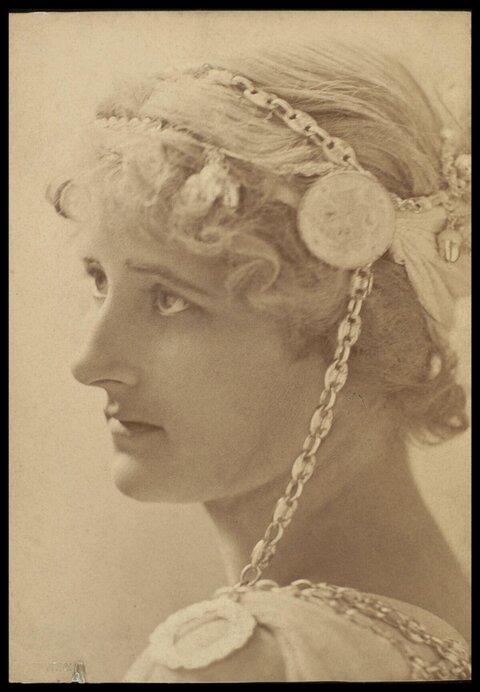 Vintage Side Profile Portrait of Woman
