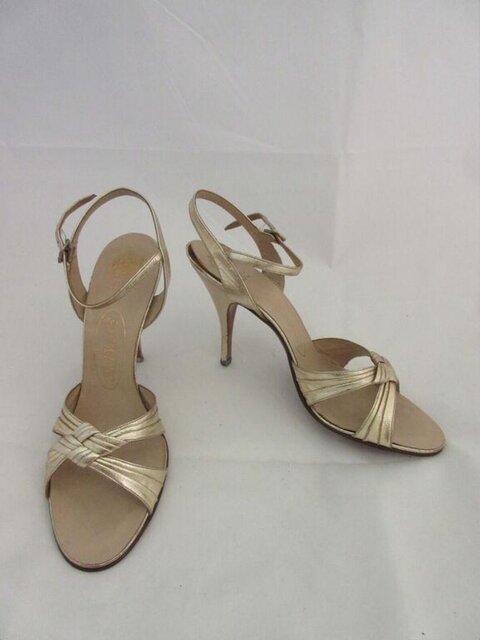 Pair of Gold High Heel Sandals