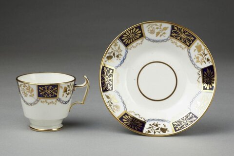 Gilt Decorated Teacup and Saucer