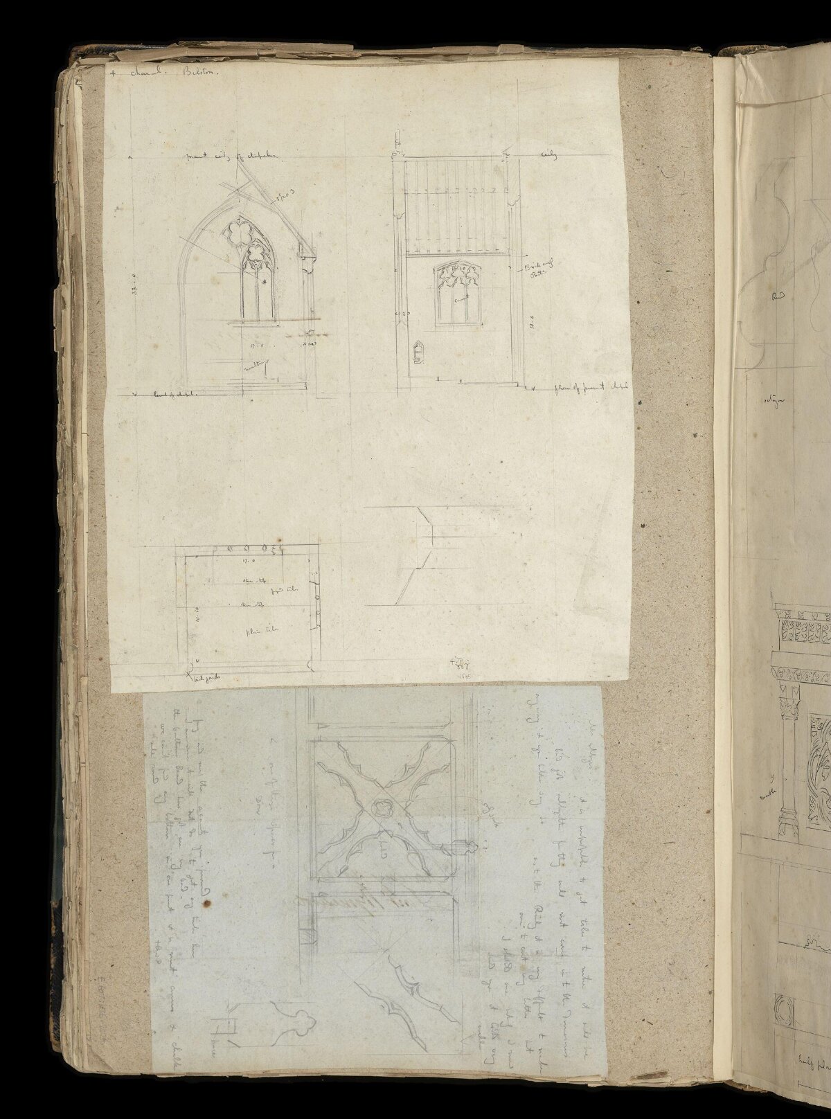 Vintage Architectural Sketches in Old Sketchbook