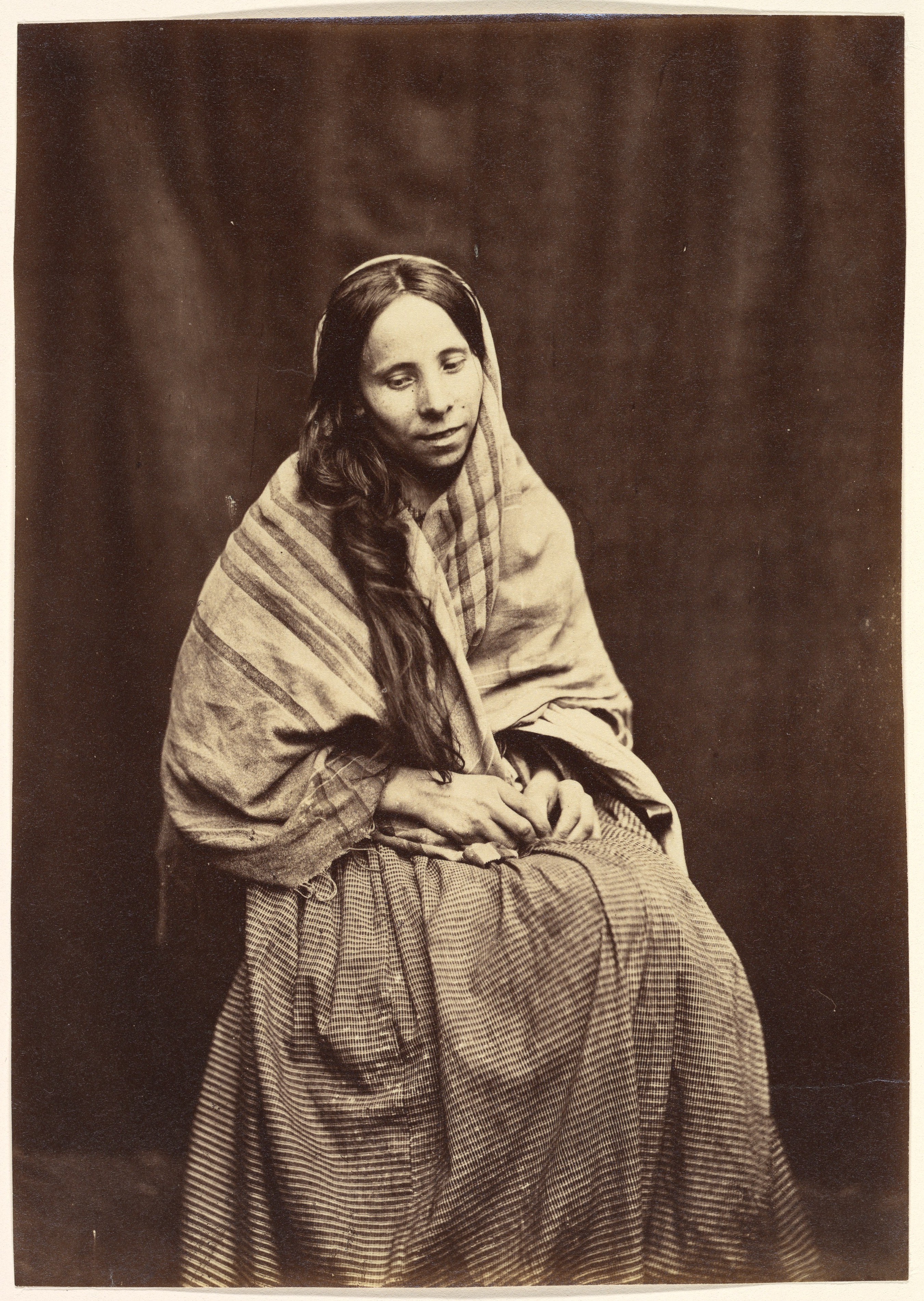 Sepia Portrait of Seated Woman