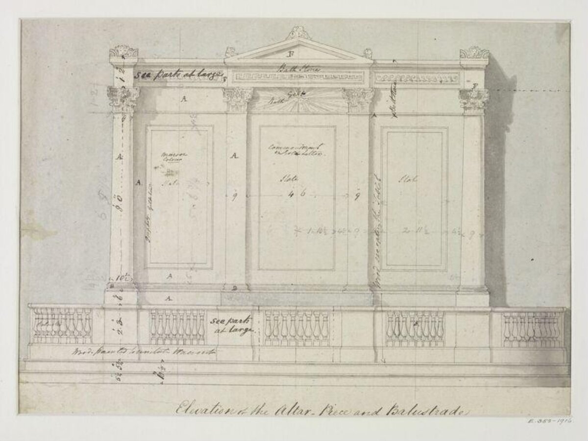 Elevation Drawing of Altar Piece and Balustrade
