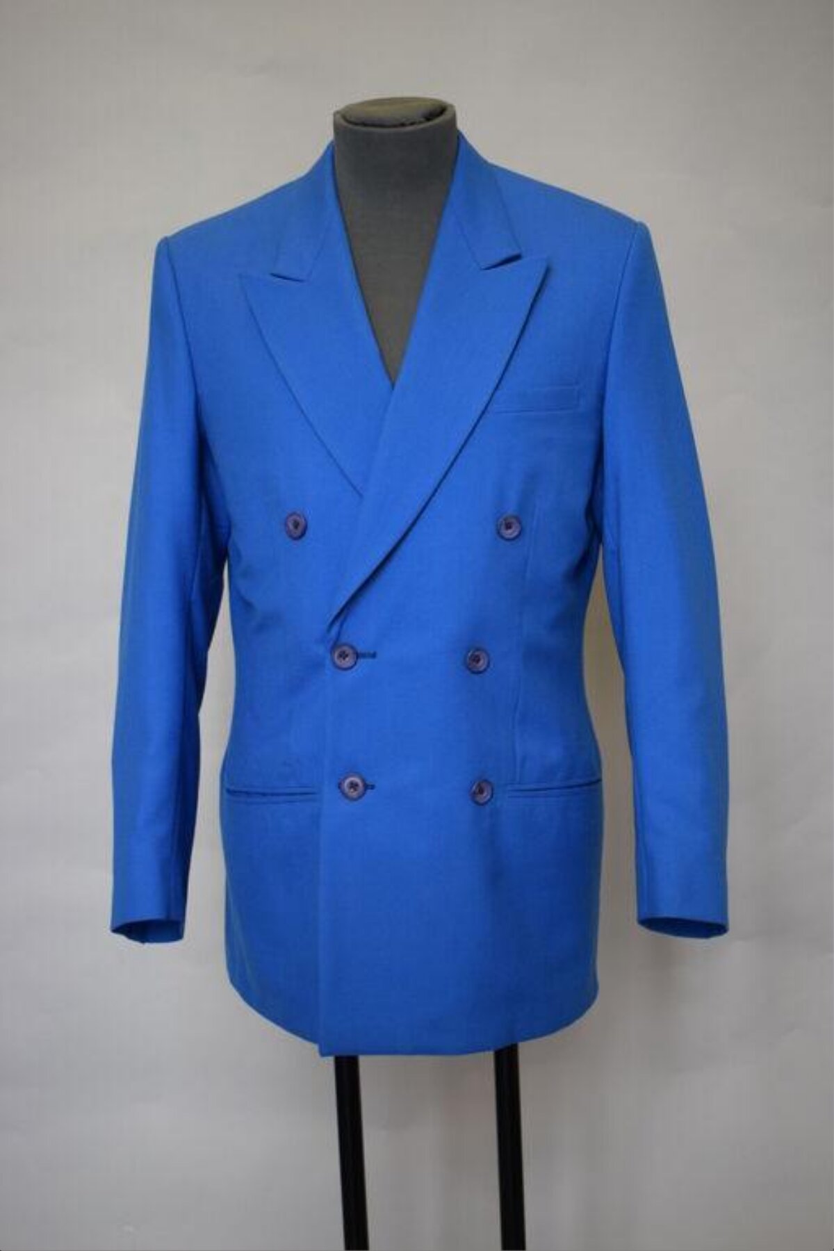 Bright Blue Double-breasted Suit Blazer