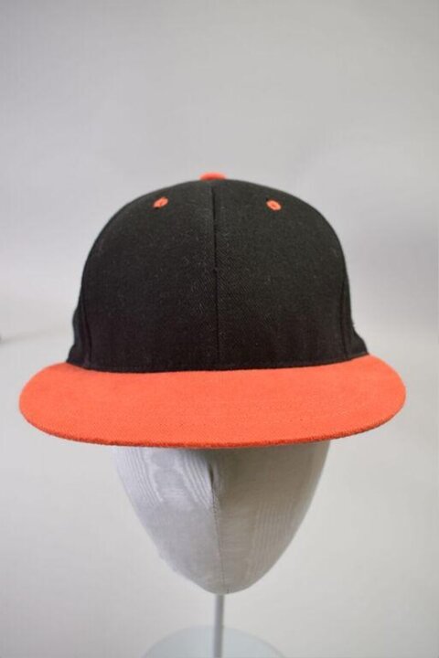 Black and Orange Flat Brim Cap