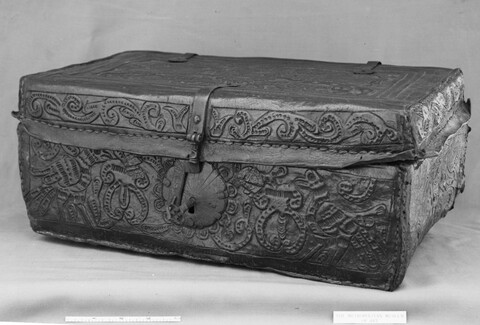 Antique Carved Leather Chest