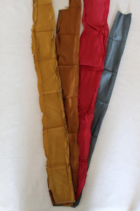 Four Colored Silk Fabric Strips