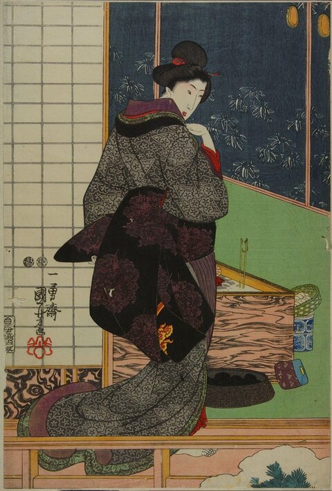 Japanese Woman in Kimono Ukiyo-e