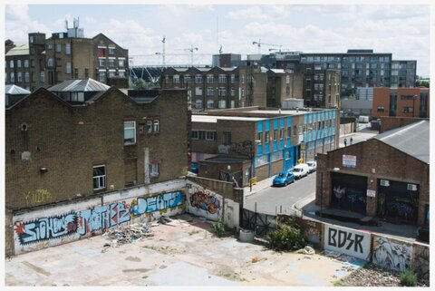 Graffiti Covered Urban Industrial Area