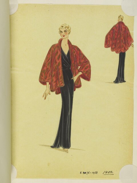 1930s Women's Evening Fashion Sketch