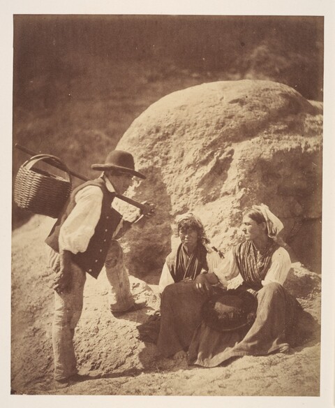 Three Workers Resting Outdoors