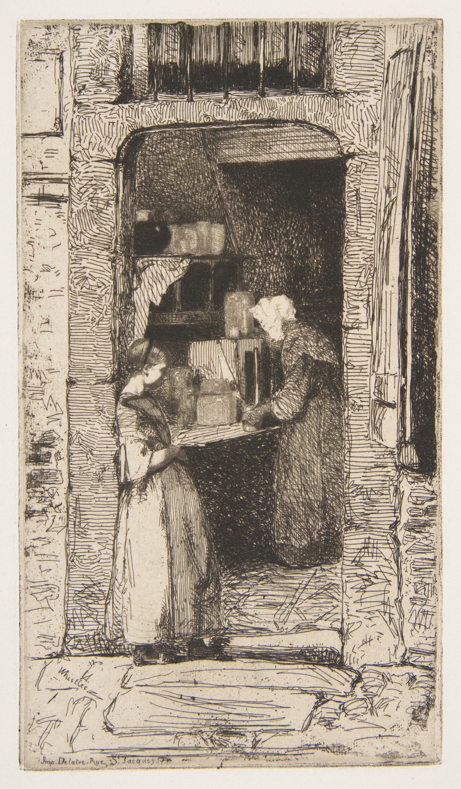 Two People at Shop Doorway