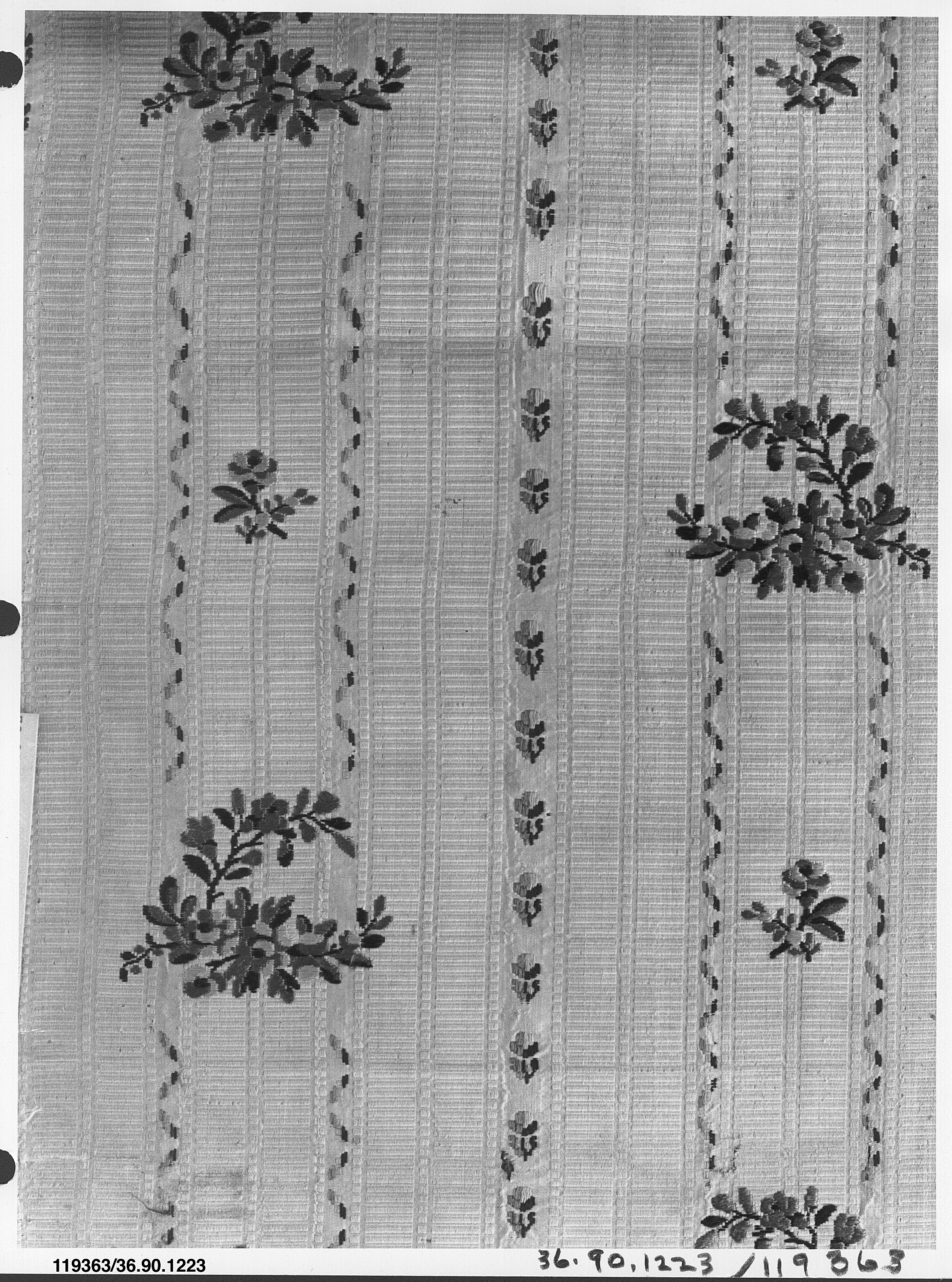 Antique Floral Patterned Textile Fragment