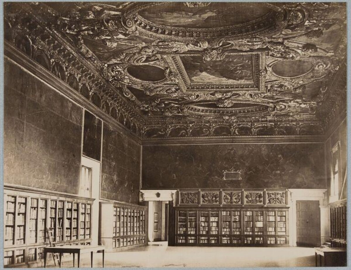 Vintage Ornate Library Interior