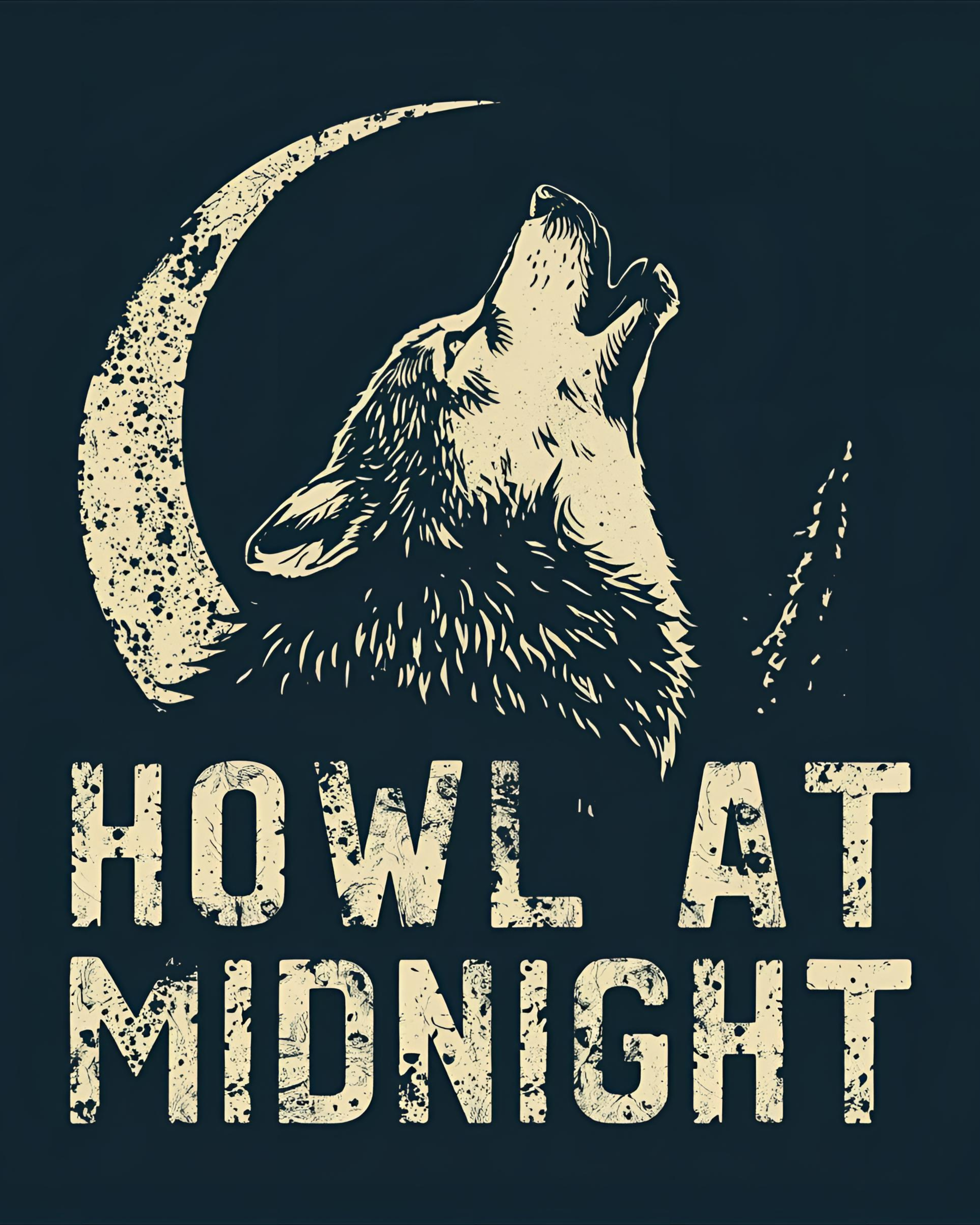 Howl at Midnight Wolf Illustration