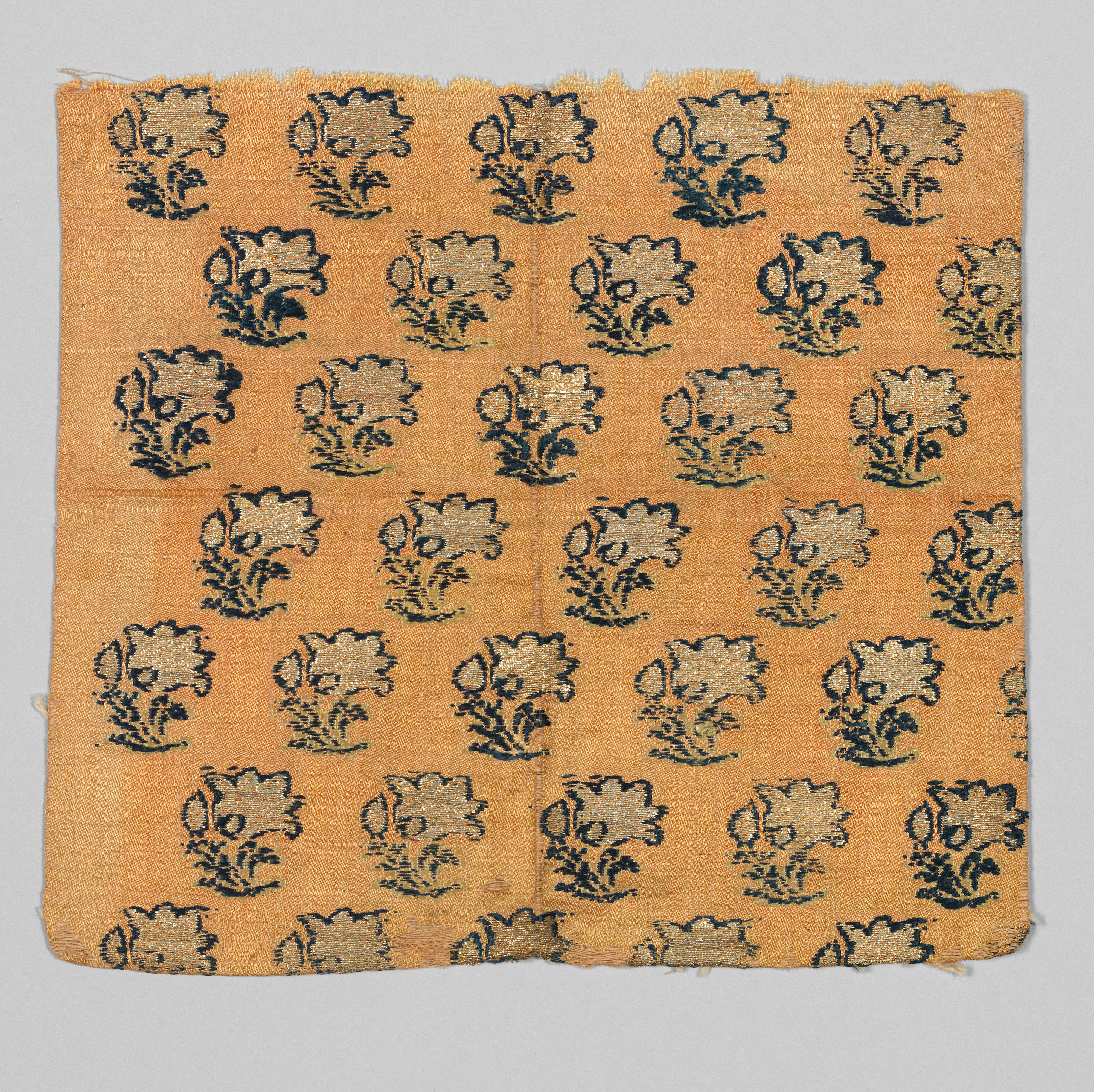 Antique Floral Patterned Textile Fragment