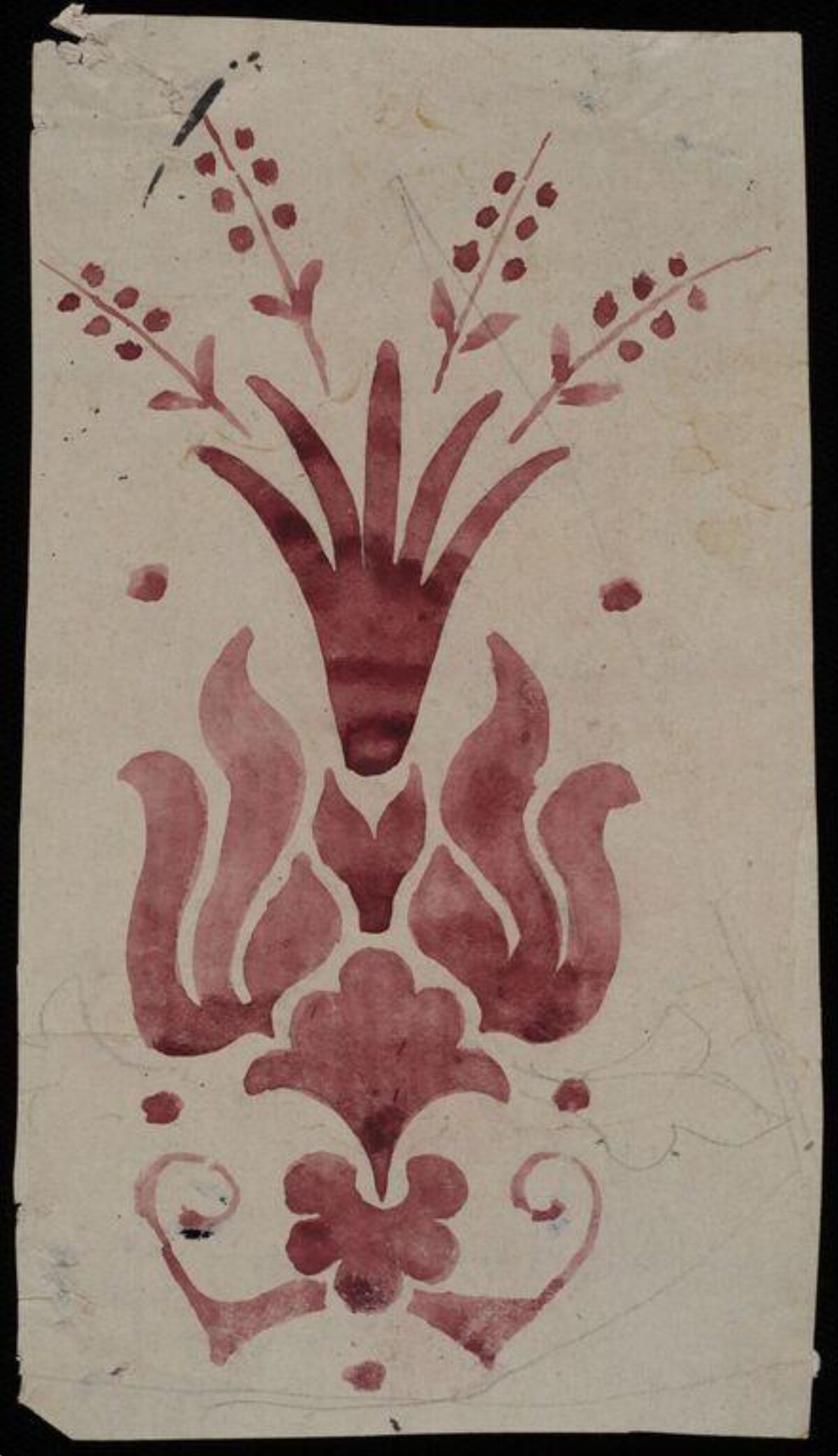 Red Watercolor Floral Pattern Sketch