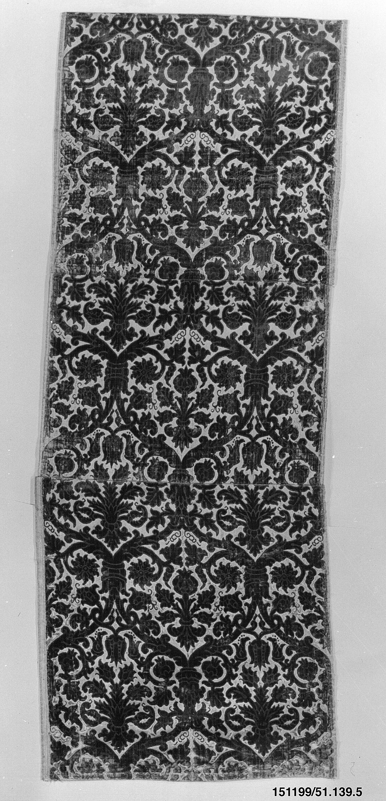 Antique Floral Patterned Textile Fragment