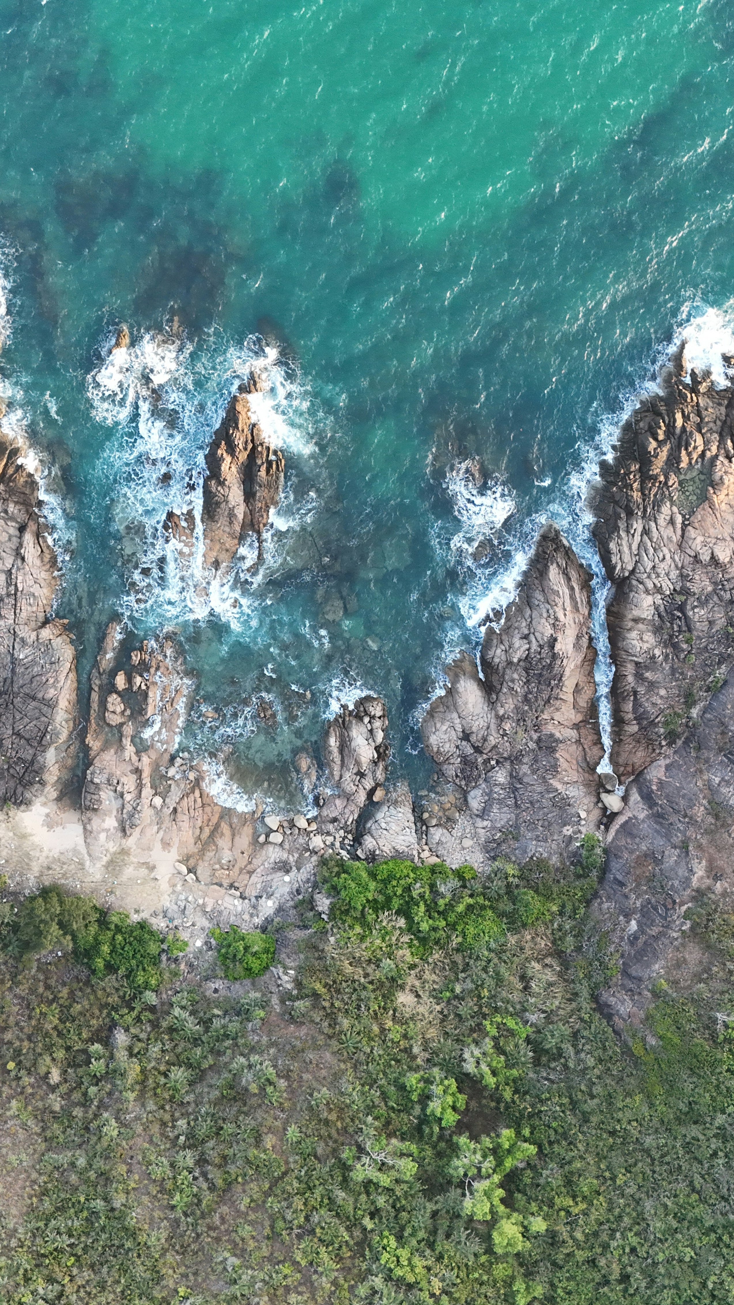 Aerial View of Rocky Coastline