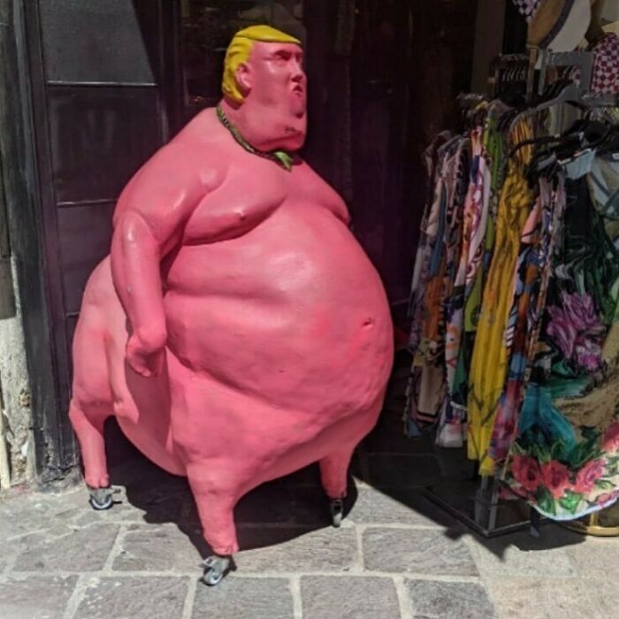 Satirical Trump Pig Statue