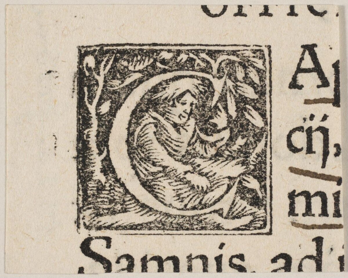 Woodcut Decorated Initial C