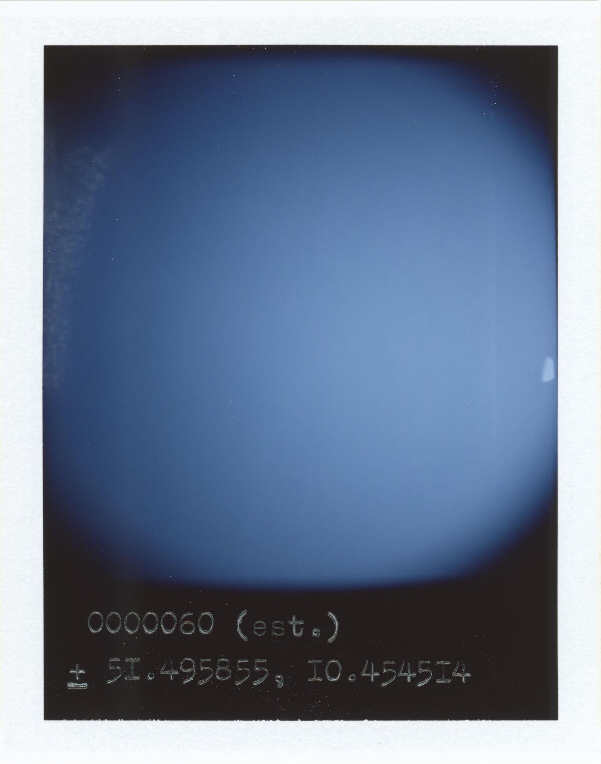 Blue Sky Polaroid with Coordinates