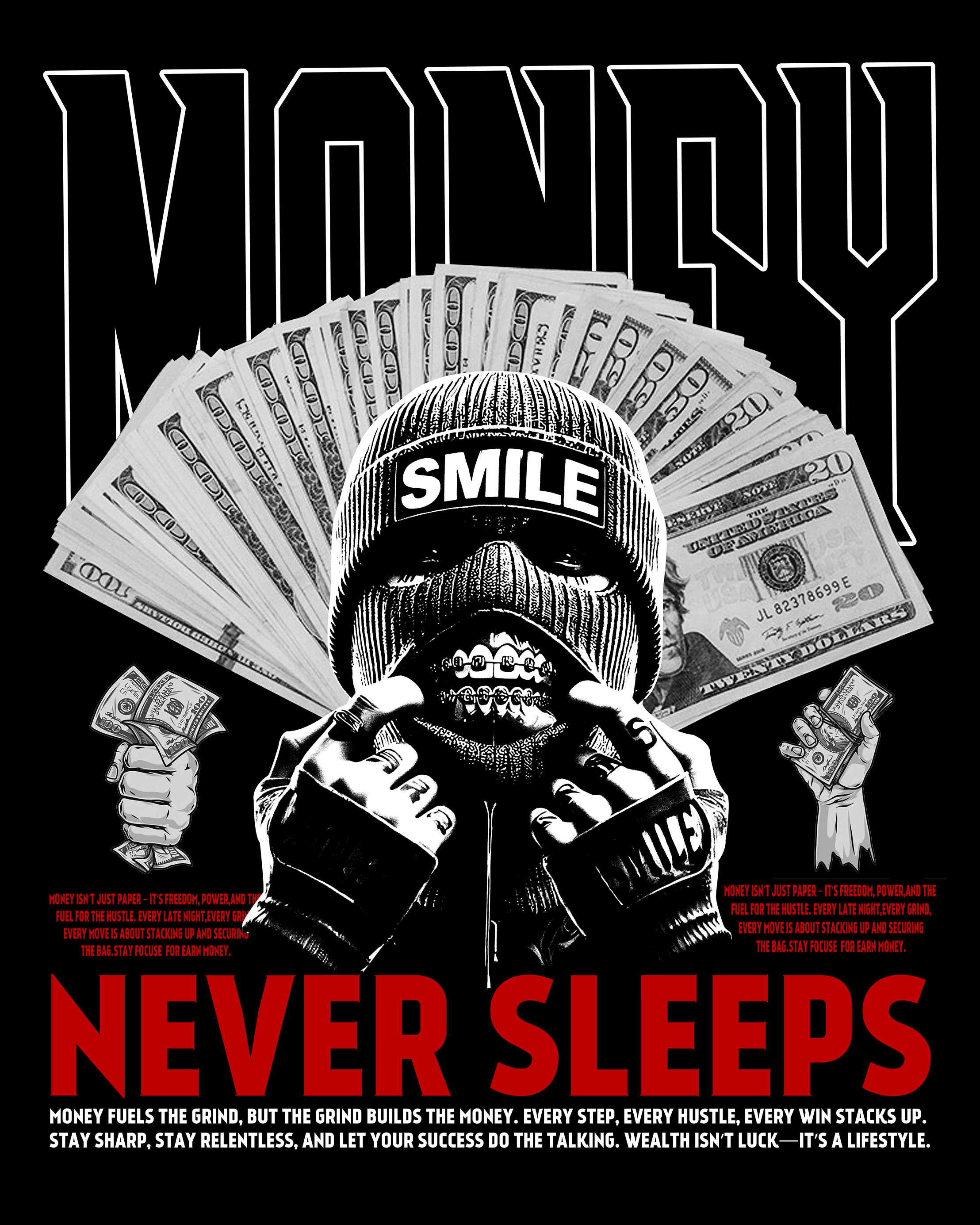 Money Never Sleeps Hustle Poster