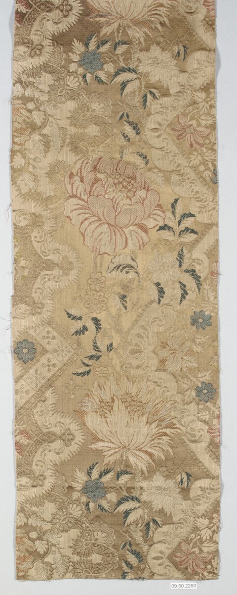 Antique Floral Brocade Textile Fragment