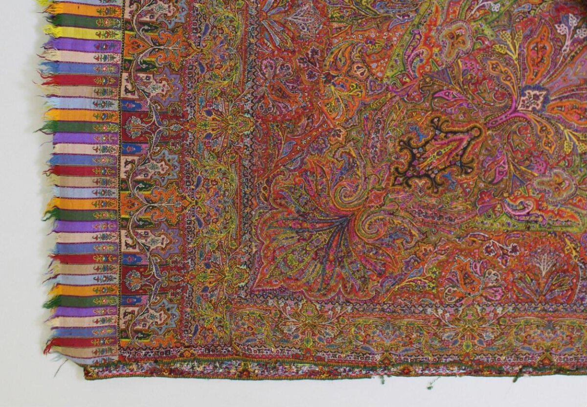 Vintage Paisley Embroidered Shawl